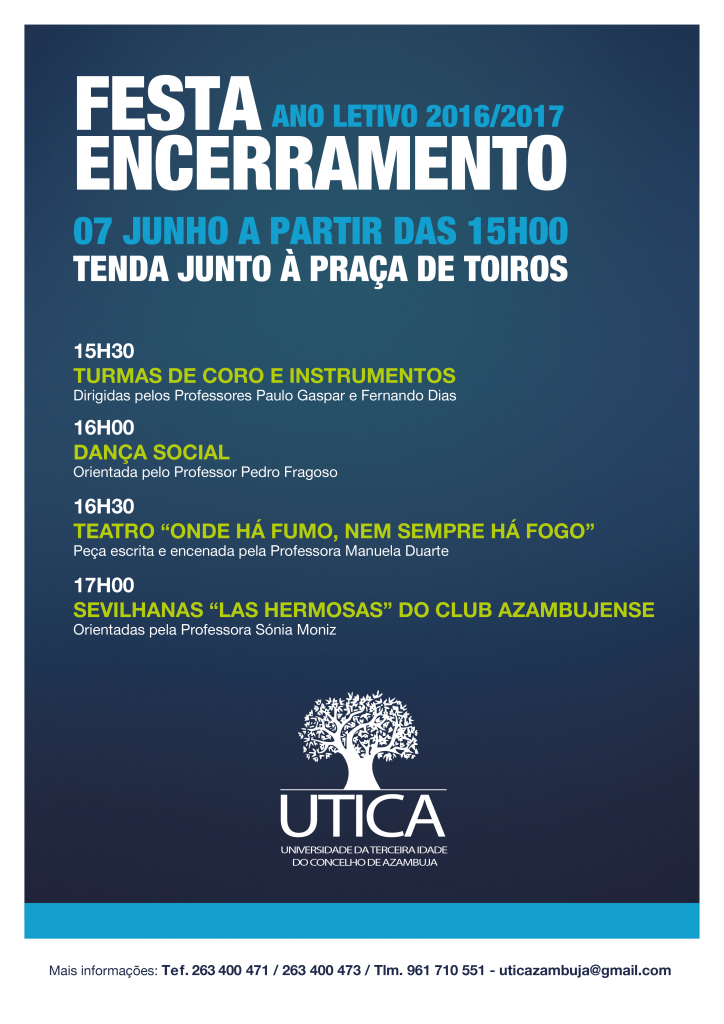 Cartaz Festa de Encerramento do ano letivo - UTICA