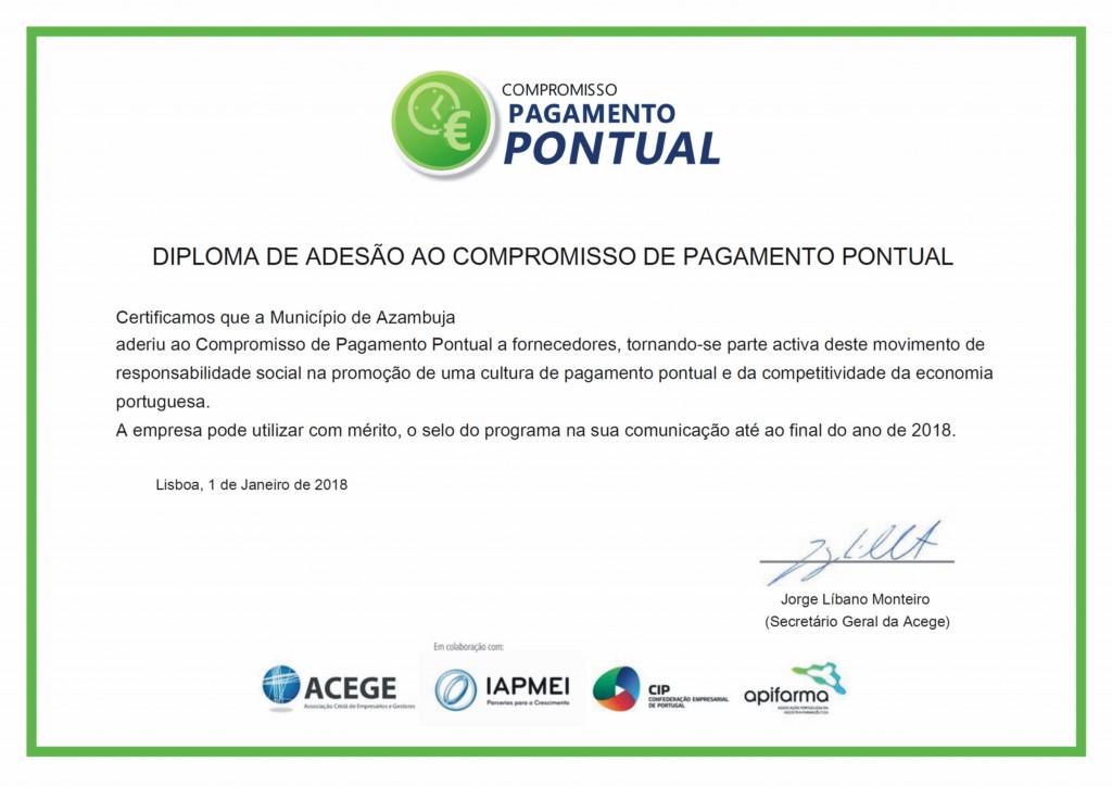 Diploma "Compromisso Pagamento Pontual" 